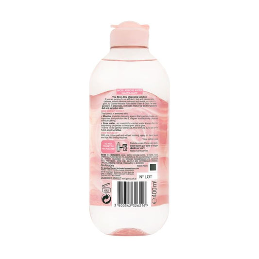 Garnier SkinActive Micellar Rose Cleansing Water Clean & Glow 400ml – view 2