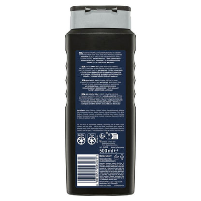NIVEA Men Deep Clean Shower Gel 500ml – Natural Clay & Biodegradable