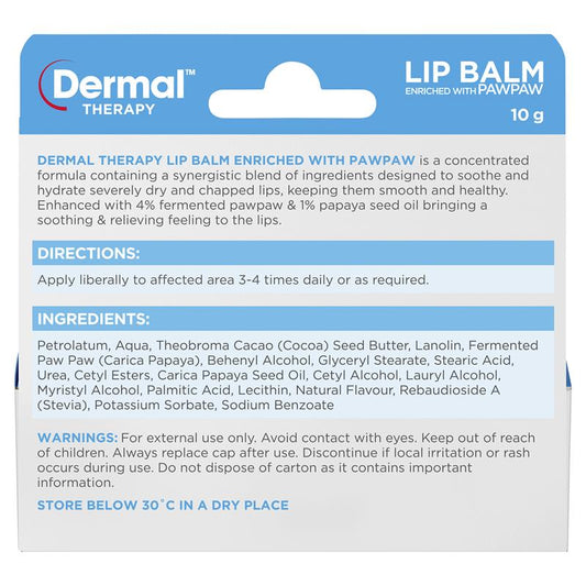 Dermal Therapy Paw Paw Lip Balm 10g - Natural Hydration for Chapped Lips – view 2