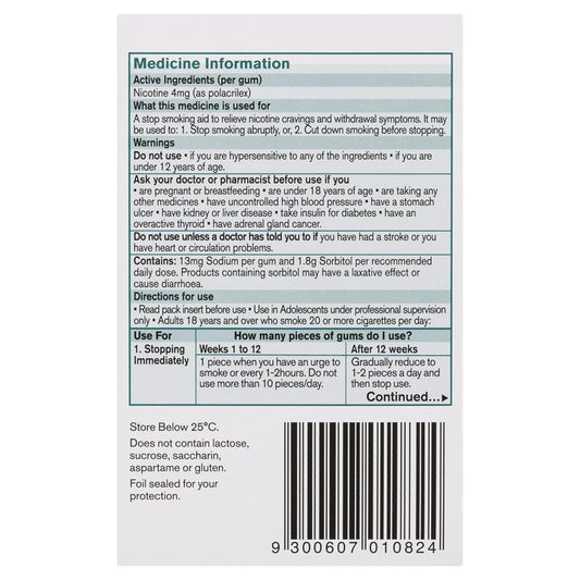 Nicorette Gum 4mg Classic - 75 Sugar-Free Pieces