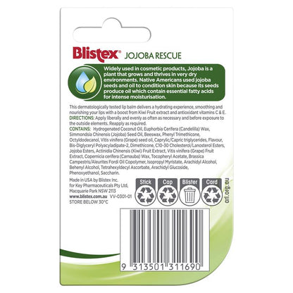 Blistex Jojoba Rescue Lip Balm Stick 3.7g - Intense Moisture for Soft Lips
