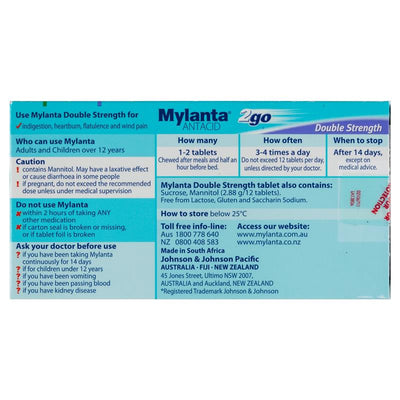 Mylanta 2Go Antacid Double Strength Tablets Lemon Mint 24 Pack - Fast Relief