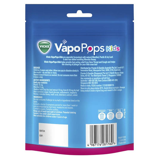Vicks VapoPops Kids Medicated Throat Pops - 8 Pack-Auzzi Store