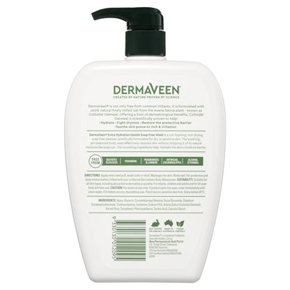 DermaVeen Fragrance-Free Soap-Free Wash for Dry, Sensitive Skin 1L