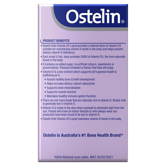 Ostelin Kids Vitamin D3 Liquid 20ml - Essential Bone Support-Auzzi Store