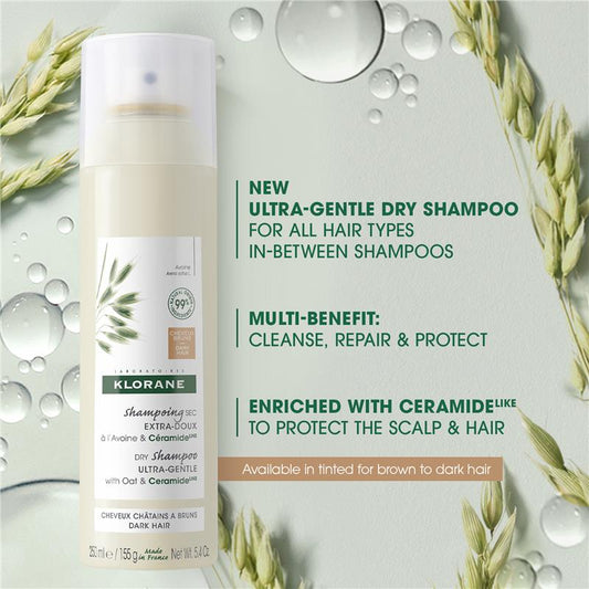 Klorane Dry Shampoo with Oat & Ceramide for Dark Hair - 250ml – view 2
