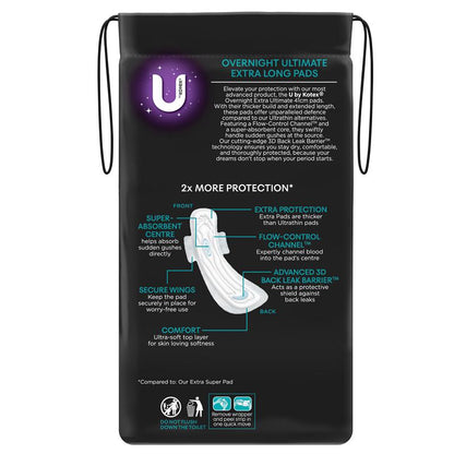 U by Kotex Overnight Extra Ultimate 41cm Wing Pads - 6Pads