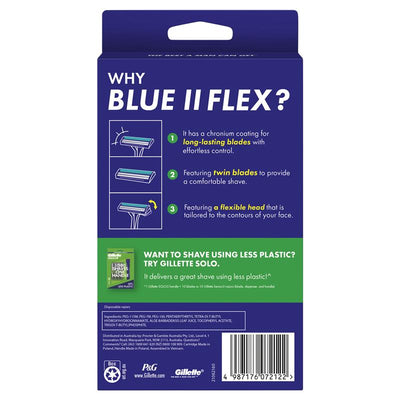 Gillette Blue II Plus Disposable Razors - 20 , 17+3 Blades, Aloe Lubrastrip
