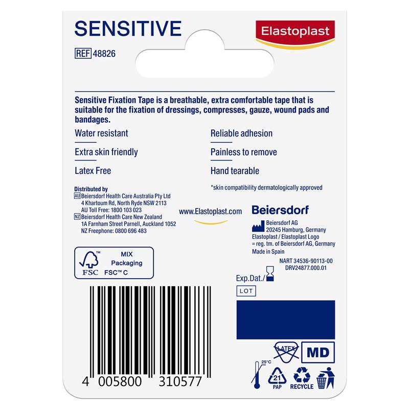 Elastoplast Sensitive Fixation Tape 2.5cm x 9m - Strong & Reliable