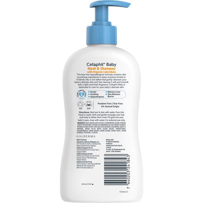 Cetaphil Baby Calendula Wash & Shampoo 400ml - Gentle & Tear-Free