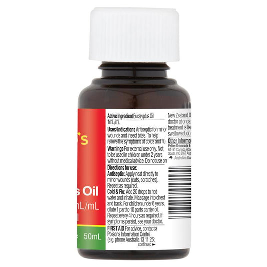 Bosisto's Eucalyptus Oil 50ml - Versatile Natural Antiseptic - Auzzi Store