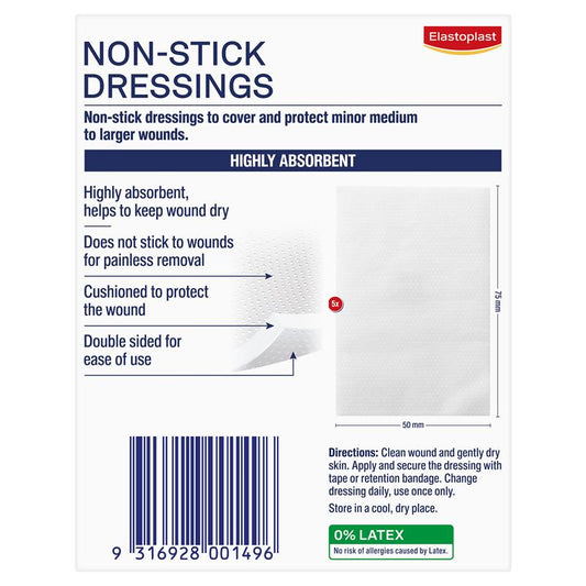 Elastoplast Non-Stick Wound Dressing 7.5cm x 5cm - 5 Pack-Auzzi Store