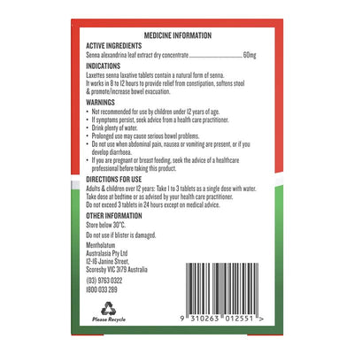 Laxettes with Senna 12mg 50 Tablets - Natural Constipation Relief