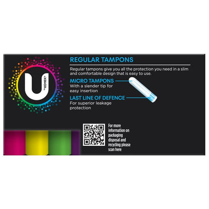 U by Kotex Regular Slim Tampons 32 Pack – Medium Flow Protection