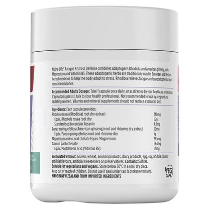 Nutra-Life Fatigue & Stress Defence - 60 Capsules for Energy Support