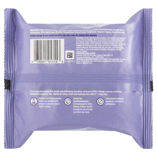 Neutrogena Night Calming Makeup Remover Cleansing Towelettes 25 Pack - Gentle & Effective-Auzzi Store