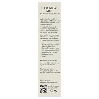 Drip Organic Oil-Based Lubricant 75ml – Silk Coconut & Hemp Oil for Smooth Massage