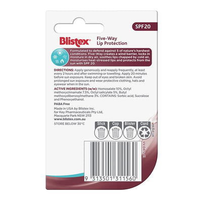 Blistex Five Way Lip Protection - SPF20 4.25g | Ultimate Lip Care