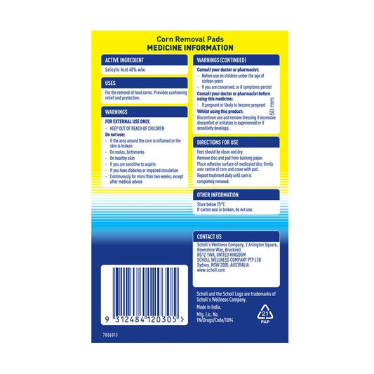 Scholl Corn Removal Medicated Disc Pads - 9 Pack-Auzzi Store