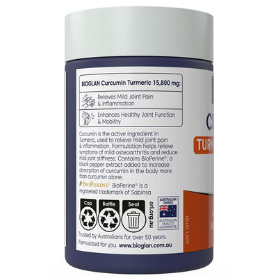 BioGlan Curcumin 60 Tablets with BioPerine for Joint Health
