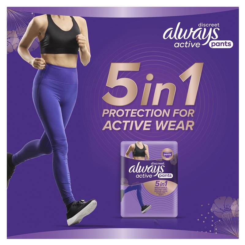Always Discreet Active Incontinence Pants, Medium, 9 Pants