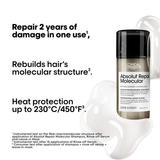 L'Oreal Professionnel Serie Expert Absolut Repair Molecular Leave-In Mask 100ml - Repair & Restore – view 2 - Auzzistore