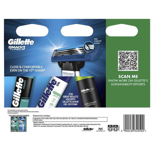 Gillette Mach 3 Turbo 3D Cartridges Value Pack 10 Count – view 2 - Auzzistore