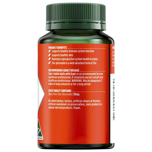 Nature's Own Zinc Gluconate 30mg Tablets - 120 Count, Immune & Skin Support – view 2