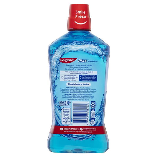 Colgate Plax Alcohol-Free Antibacterial Mouthwash - Peppermint 1L-Auzzi Store