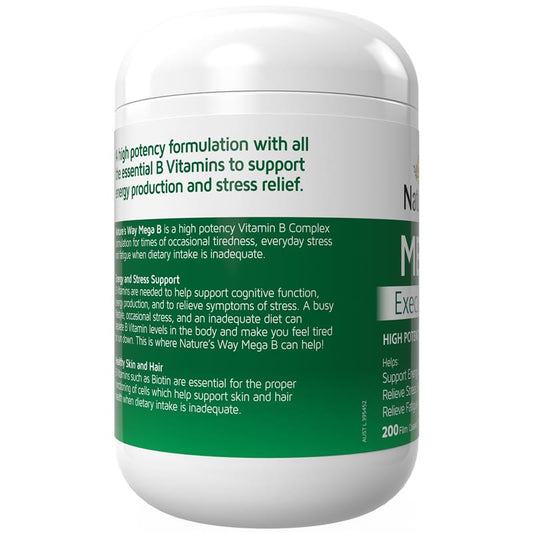 Nature's Way Mega B Executive Stress 200 Tablets - Energy & Stress Support – view 2 - Auzzistore