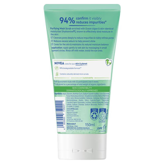 NIVEA Daily Essentials Purifying Face Wash & Scrub 150ml-Auzzi Store