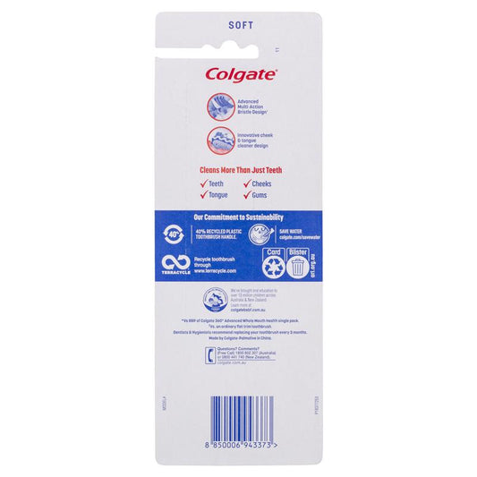 Colgate 360° Advanced Whole Mouth Health Soft Toothbrush - 4 Pack