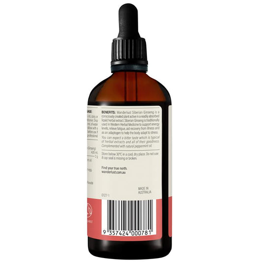 Wanderlust Siberian Ginseng Liquid Extract 140ml – Energy & Stress Support – view 2
