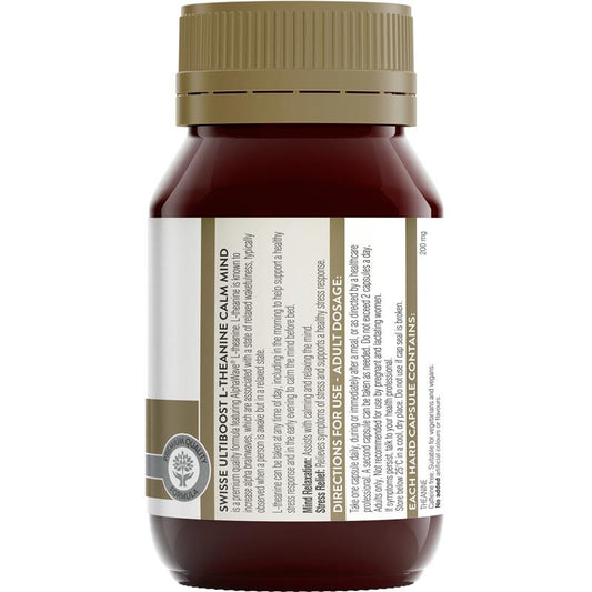 Swisse Ultiboost L-Theanine Calm Mind 50 Capsules - Natural Stress Relief