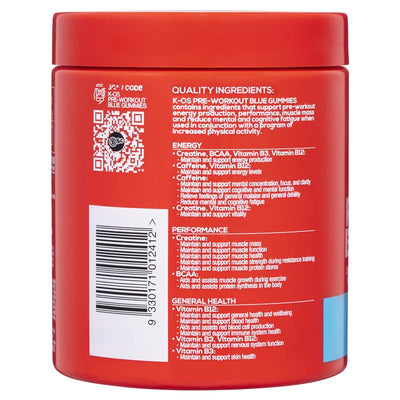 BSc K-OS Pre-Workout Blue Gummies 300g - Elevate Your Workout Performance