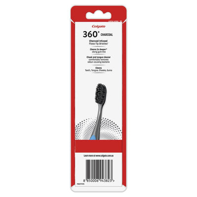 Colgate 360 Charcoal Anti-Bacterial Toothbrush 3 Pack - Whole Mouth Clean