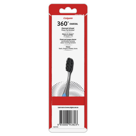 Colgate 360 Charcoal Anti-Bacterial Toothbrush 3 Pack - Whole Mouth Clean – view 2 - Auzzistore