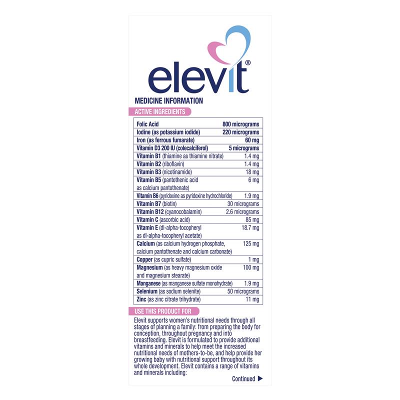 Elevit Pregnancy Multivitamin with Folic Acid & Iron, 30 Tablets