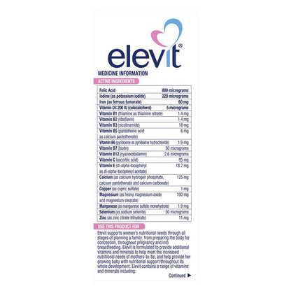 Elevit Pregnancy Multivitamin with Folic Acid & Iron, 30 Tablets