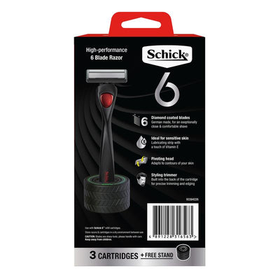 Schick Hydro 6 Razor Kit with 3 Refills, Diamond Blades & Trimmer