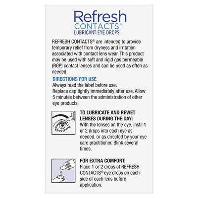 Refresh Contact Eye Drops 15ml - Comfort for Contact Lens Wearers