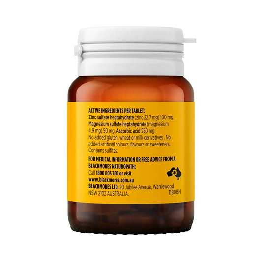 Blackmores Zinvit C 250mg Vitamin C & Zinc Supplement - 50 Tablets – view 2