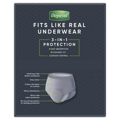 Depend Men Real Fit Underwear Large 8 Pack - Maximum Absorbency for Men-Auzzi Store