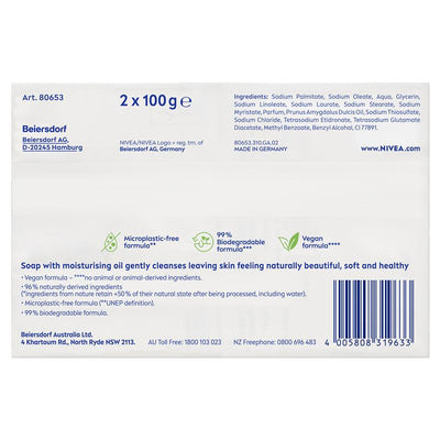 NIVEA Crème Soft Almond Oil Moisturising Soap Bar 100g Twin Pack