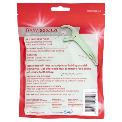 White Glo Tight Fit Mint Flossers 100 Pack - Superior Dental Care