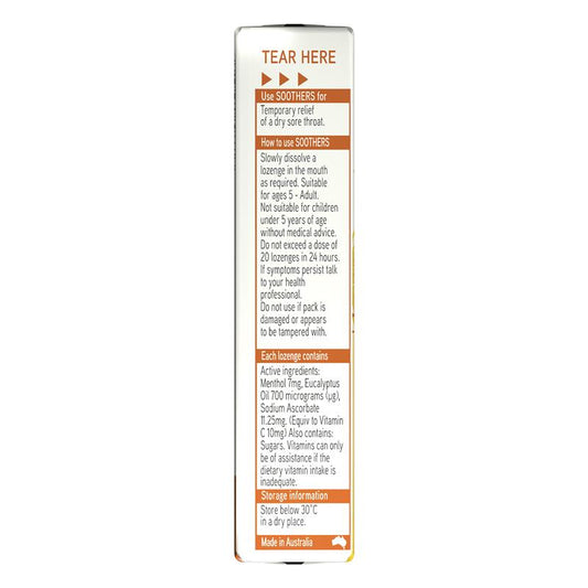 Soothers Honey/Lemon Lozenges - 10 Lozenges-Auzzi Store