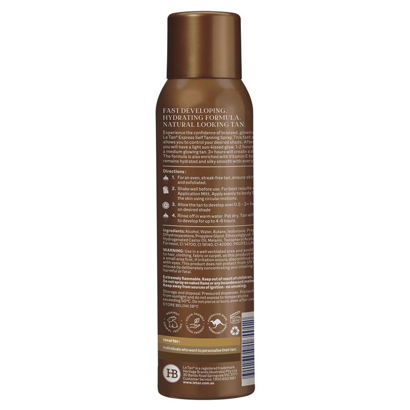 Le Tan Classic Express Self Tanning Spray - 100g for Instant Glow