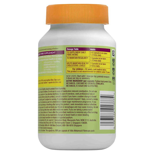 Metamucil Daily Fibre Supplement Fibre Caps - 300 Capsules-Auzzi Store