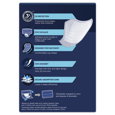 Tena Men’s Incontinence Pads Level 1, 12-Pants, Discreet & Absorbent