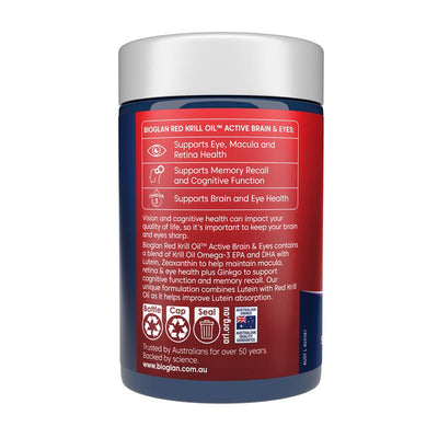 Bioglan Red Krill Oil + Lutein & Ginkgo for Brain & Eyes, 60 Ct